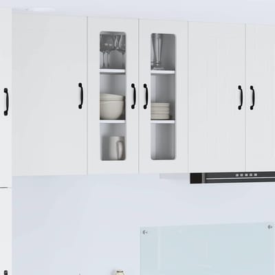 vidaXL - Wandglas - Kasten - LUCCA - Wit - 60 - x - 31 - x - 80 - cm - Bewerkt - hout