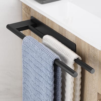 Ynkkvre - Handdoekhouder - Doucherek - Zelfklevend - Roestvrij Staal - Dubbel - Moderne Badkamer Organiser - Geen Boren Nodig - Zeer Sterke Lijm - Elegant Geborsteld Design - Eenvoudig te Installeren