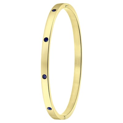 Lucardi Dames Goldplated armband bangle geboortestenen - Staal - Armband - Cadeau - Stijlvol - Goudkleurig