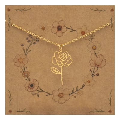 Bixorp Geboortebloem Ketting Juni / Roos - Goudkleurig Roestvrij Staal - Bloem Cadeau voor Dames & Meisjes