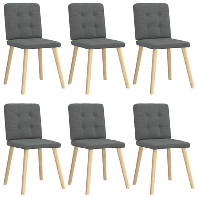 vidaXL Eetkamerstoelen 6 st stof donkergrijs