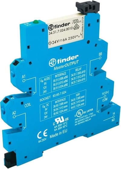 Finder 39.51.0.024.0060 Koppelrelais 24 V/DC, 24 V/AC 6 A 1x NO 1 stuk(s)