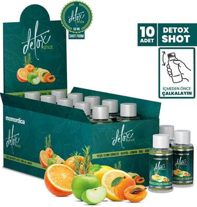 Momordica Mix Shot Abrikozendrank met Groene Appelazijn - Citroen & Honing - 10 x 30 ml