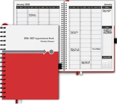 Afsprakenboek - Planner Agenda - Planning Maken - Uurlijkse Indeling - Groot Formaat - Rood