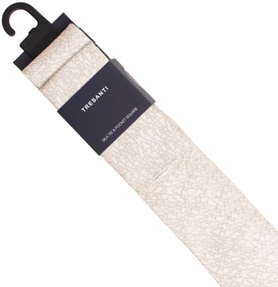 TRESANTI | GINESIO | Silk tie & pocket square set with bamboo leaves | groen