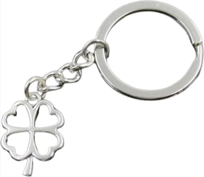 *** Zilveren Klavertje Vier Sleutelhanger - Geluk Brenger - Klaver vier zilver Steun Geven - van Heble® ***