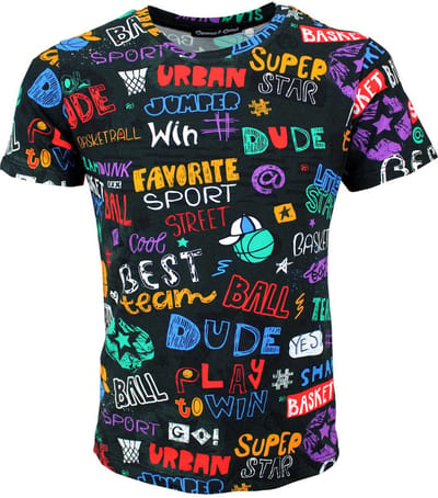 S&C Shirtje Multicolour zwart Kids & Kind Jongens Zwart - Maat: 98/104