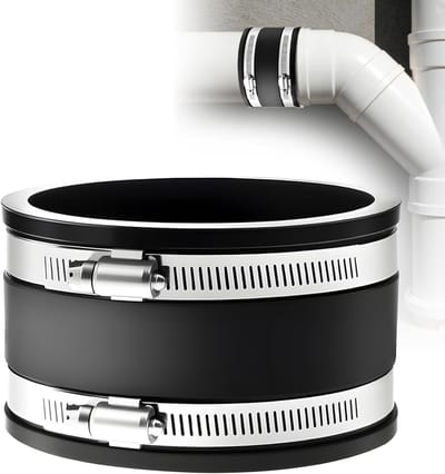 Connector voor flexibele rubberen slangen met roestvrijstalen klemmen Ø 100 mm, duurzaam en veelzijdig