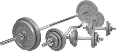 Gorilla Sports Halterset 108 kg - Gietijzer - 30 mm - Halters met Gewichten -Schroefsluiting