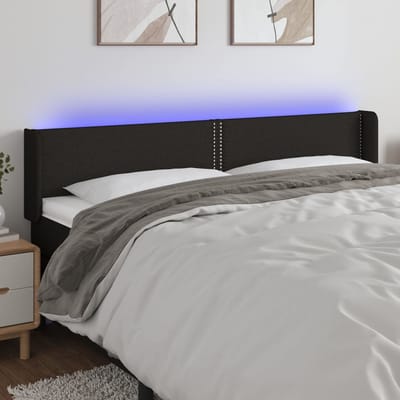 vidaXL - Hoofdbord - LED - 203x16x78/88 - cm - stof - zwart