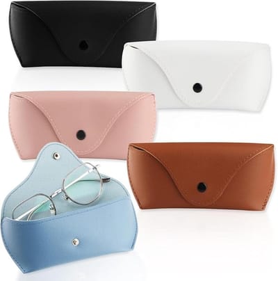 5 Stuks - Brillenkoker - Leren brillenkoker - 17 × 7 cm - Brillendoos - Zonnebrilhouder - Zonnebrillen accessoires - Brillen hoesje - Bril Hoesje - Opbergset voor zonnebrillen - Draagbaar - Opbergdoos - Unisex - Roze, wit, bruin, zwart, blauw
