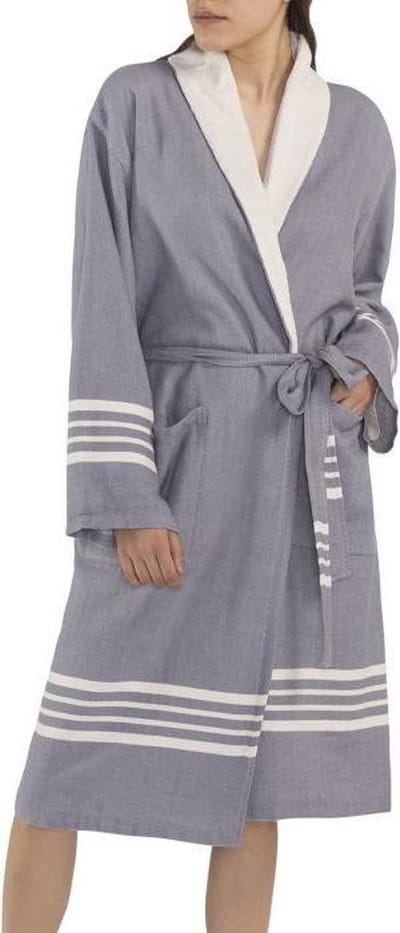 Gevoerde Hamam Badjas Krem Sultan Dark Grey - L - Hotelkwaliteit - Sjaalkraag - Luxe badjas - Badstof - Sauna Badjas - Ochtendjas - Badmantel