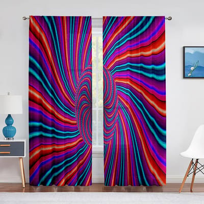 Psychedelische Regenboog Optische Illusie Transparant Gordijn voor Woonkamer Slaapkamer Voile Draperie Keukenraam Tule Gordijnen Huisdecoratie 1 PCS W100XH250cm&Grommet Top