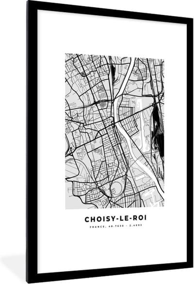 Fotolijst incl. Poster - Choisy-le-Roi - Plattegrond - Frankrijk - Kaart - Stadskaart - 80x120 cm - Posterlijst