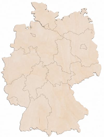 Houten wanddecoratie - Wooden wall decoration | Landkaart Duitsland 45 x 60cm Country map Germany | Licht hout - Natural wood | Muurdecoratie - Wall art - Wandfiguur Deutschland - Echt Hout - Real Wood