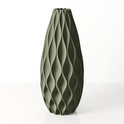 Fleuriek - Vaas - Groen - H40 cm - Vaas voor zijdebloemen - Luxe vaas gemaakt van duurzaam kunststof - Unieke decoratieve vaas met patroon