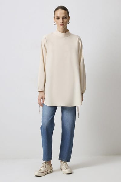 Touché Privé - Viscose tuniek met strikdetail - Crème - Dames