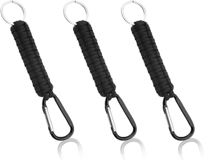 3-Pack Carabiner Sleutelhanger met Lanyard voor Flessen, Fietsen en Kamperen - Zwart en Duurzaam