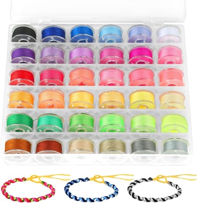 36 Rollen Gewaxed Katoen Draad in 36 Kleuren, 0.55mm X 10m, Perfect voor Armband Maken, Hand- en Machine Naaiwerk
