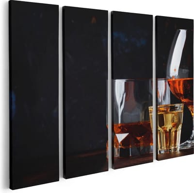 Artaza Canvas Schilderij Vierluik Sterke Alcohol Drank - Glazen - 80x60 - Foto Op Canvas - Canvas Print