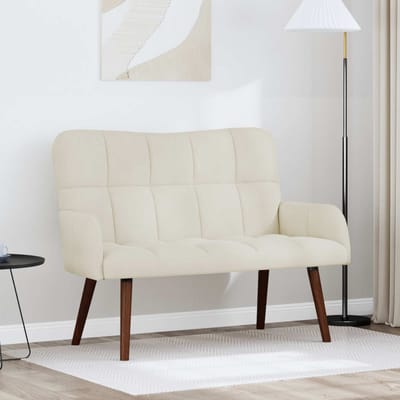 vidaXL - 2-Zits - Sofa - Crèmekleurig - 115 - x - 61 - x - 87 - cm - fluweel