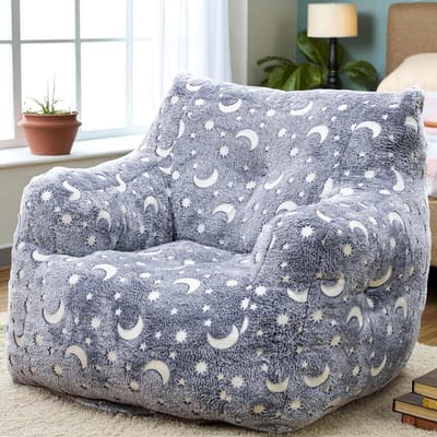 Zitzak Stoel - Luie Sofa - Ontspannen Zitten - Glow in the dark - 99x99x69 cm - Grijs