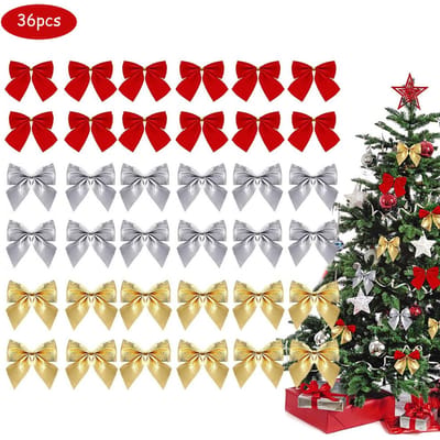 36 Stuks/Set Kerst Strikken Mini Decoratieve Strikken Lint Strikken Decoratie gray