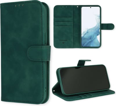 Casemania Hoesje Geschikt voor Samsung Galaxy S23 Plus - Emerald Green - Luxe Kunstlederen Portemonnee Book Case