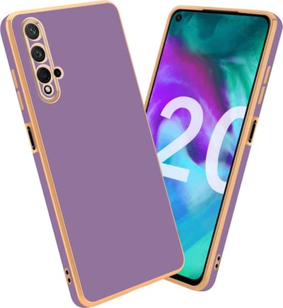 Cadorabo Hoesje geschikt voor Honor 20 / 20S / Huawei NOVA 5T in Glossy Paars - Goud - Beschermhoes Case Cover van flexibel TPU-silicone en met camerabescherming