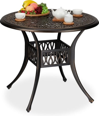 Tuintafel met parasolgat - 75 x 90 cm - gegoten aluminium - rond