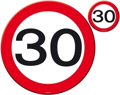 Set van 4x stuks Placemats/onderzetters 30 jaar feestartikelen - 30 jarige versiering