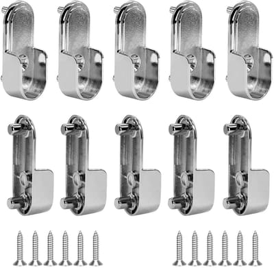 Dailygoods- Kledingstanghouder Ovaal - 10 Stuks - Zinklegering - Schroeven - Corrosiebestendig - Sterk en Duurzaam - Stanghouder
