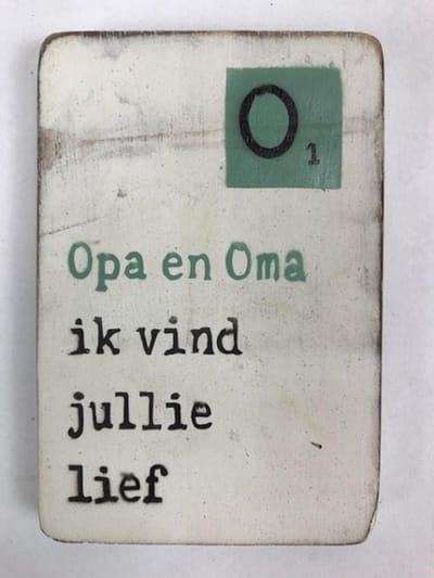 Houten Magneet 6x9 cm Opa en Oma