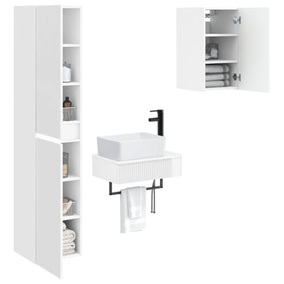 vidaXL - Badkamermeubel - Set - 3 - st - Hoogglans - Wit - 33 - x - 34,5 - x - 160 - cm