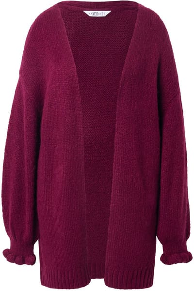 Studio Untold - Dames - Lang vest oversized mouw met rimpeling - Wijnrood - Maat 46+