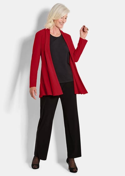 Soepelvallend, lang jersey jasje - rood - Gr. 38 van Goldner Fashion