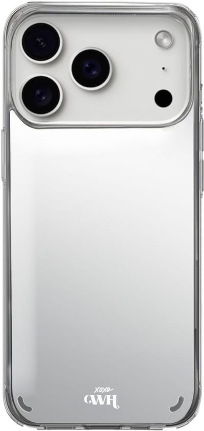 xoxo Wildhearts hoesje met spiegel - Geschikt voor iPhone 17 Pro - Mirror Case - Spiegelhoesje - Transparant - Siliconen case met spiegel - Schokbestendige backcover - Telefoonhoesje