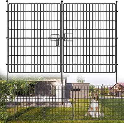 Tuinomheining Set van 15 - Metalen Sierhekwerk - 11 Meter - Hoogte 101 cm - Zonder Graven - Dierenbarrière voor Honden & Konijnen - Roestvrij - Zwart
