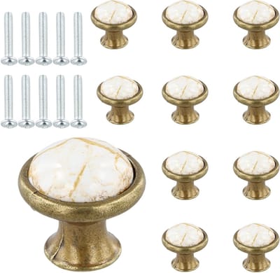 Set van 10 keramische deurknoppen van 33 mm, vintage knoppen voor keukenkasten, meubels en lades