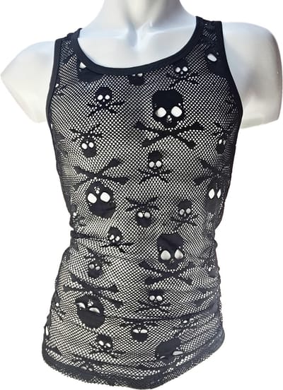 BamBella ® - Lingerie pak -Maat S/M - Hemd Skull- Heren- Maat Onesize Erotische jumpsuit Man Zwart