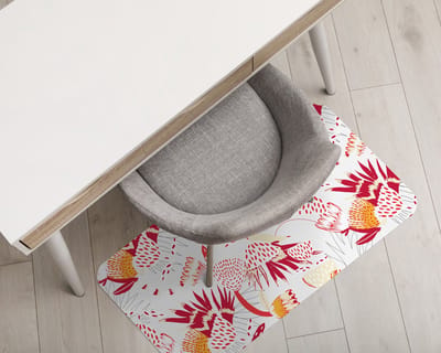Coloray Vloerbeschermer - Patroon met rode bloemen Vloerbeschermer Bureaustoel - 100x70 cm - Rood Bureaustoelmat - Vloerbeschermer Vinyl - Mótif Bureaustoelmat - Rechthoekige Mat - Etnische Thema