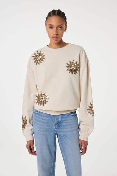 Fabienne Chapot Archie Sweater Oatmeal Melange Maat: XS | Sweaters Outlet | Dames | Beige