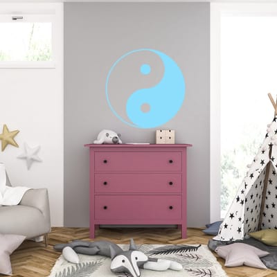 Muursticker - Yin Yang - 40,6 x 40,6 - Licht Blauw