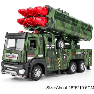 1:32 Bluswagen Watertankwagen Militaire Raketwerper Vrachtwagens Model Speelgoedauto Metaal Diecast Geluid Licht Modellen Jongens Cadeaus black