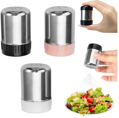 Dailygoods- Zoutvaatje Mini - 3 Stuks - Roestvrij Staal - Draagbaar - Lichtgewicht - Duurzaam - Geschikt voor Lunchbox - Kruidenvaatje