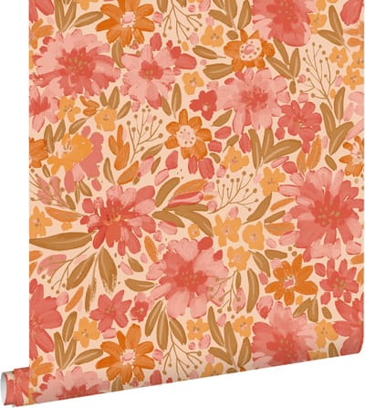 ESTAhome behang bloemen roze en groen - 50 x 900 cm - 132195