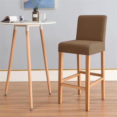 Housses de chaise à dossier bas à grains de maïs épaissies Maison Hôtel Bar Housse de tabouret de bar Élastique Rotative Housse de chaise de bar 21*17*3 cm café foncé
