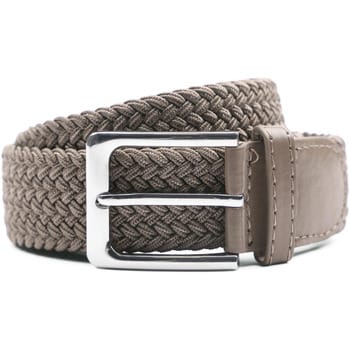 Suitable Geweven Riem Taupe Khaki - Maat 85 - Dames en Heren - Elastisch gevlochten stretch riem - 3,5cm breed - Riem gevlochten