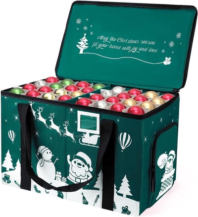 Opbergcontainer voor kerstversiering en vakantiedecoratie met verdelers en ritssluiting