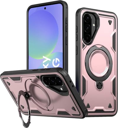 Hoesje Geschikt voor Samsung Galaxy A36 - Armor hoes met Ringhouder - Arara backcover - Rosegoud